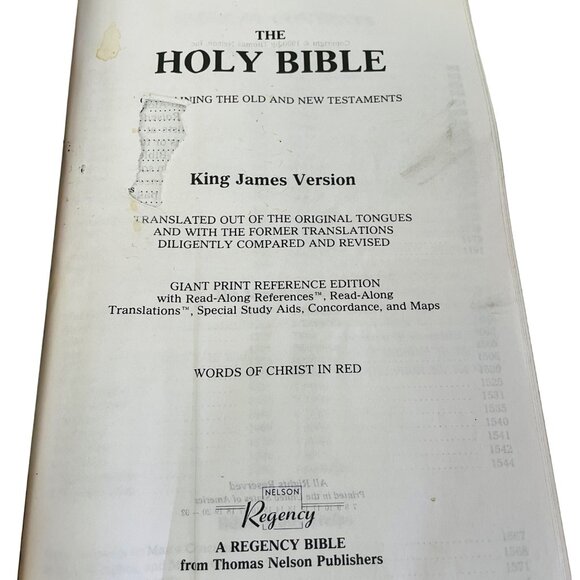 Holy Bible Large Print Black Pleather Cover Gold Gilded Edges 9 1/2x 2" x 6 1/2" - Picture 8 of 13